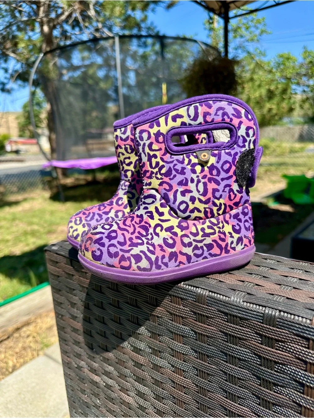 Bogs Kids Purple & Pink Leopard snow Boots